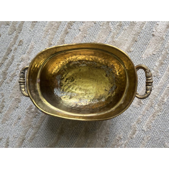 1950s Hammered Brass Cachepot With Paw Feet For Sale - Image 5 of 9