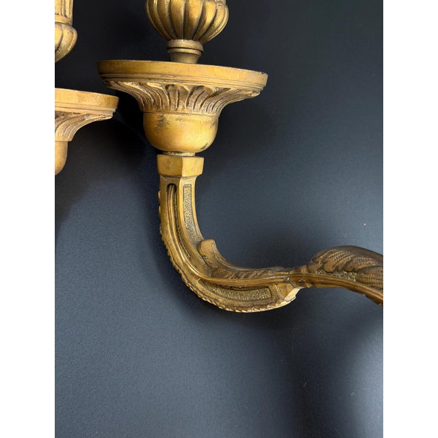 French Louis XVI Revival Gilt Bronze Wall Sconces, Set of 2 For Sale - Image 6 of 9
