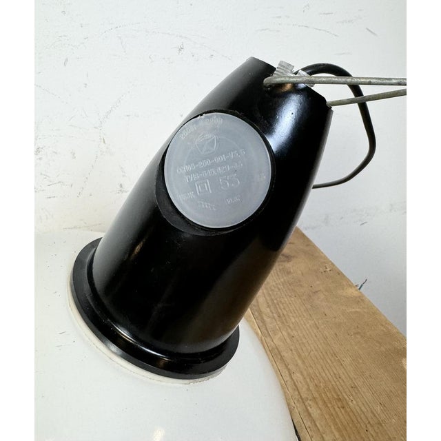 Industrial Soviet White Enamel Pendant Lamp, 1960s For Sale - Image 10 of 18