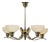 Art Deco Brass Chandelier with Cream Opaline Glass, Czechoslovakia, 1930s For Sale