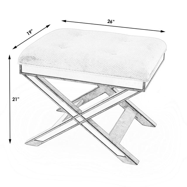 This striking vanity stool is a glamorous addition to virtually any space. Big on look with antique finished mirror inlays...