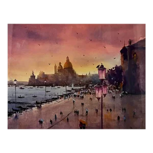Watercolor Painting of Riva Schiavon, Venice