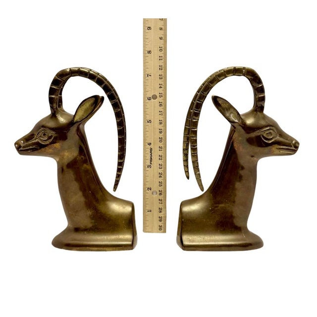 Brass Mid Century Pair of Brass Gazelle Bookends Antelope Bookends VTG (D-9). For Sale - Image 8 of 8
