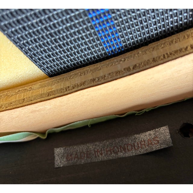 Vintage Queen Anne Style Floral Linen Fabric Wingback Love Seat For Sale - Image 9 of 11