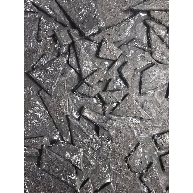 Oversized Matte Black & White Textured Abstract — Original Oil Painting by Diane Grant | Louise Nevelson For Sale - Image 6 of 18