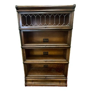 Antique 4 Stack Oak Barrister Bookcase With Drawer by the Globe Wernicke Co. For Sale
