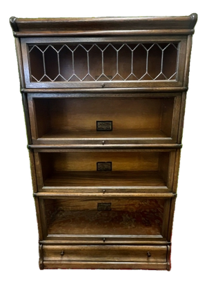 Antique 4 Stack Oak Barrister Bookcase With Drawer by the Globe Wernicke Co.