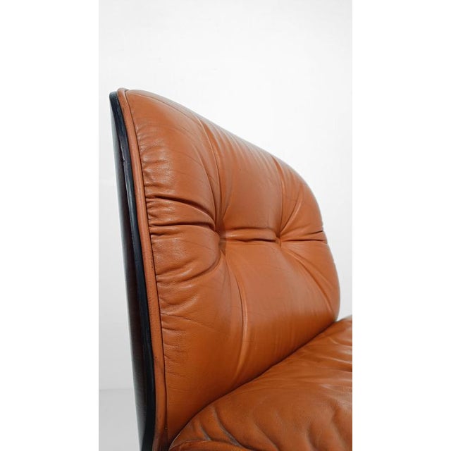Mid-Century Modern Cognac Leather and Rosewood Desk Chair attributed to Ico Parisi for MiM Roma, Italy, 1960s For Sale - Image 3 of 18