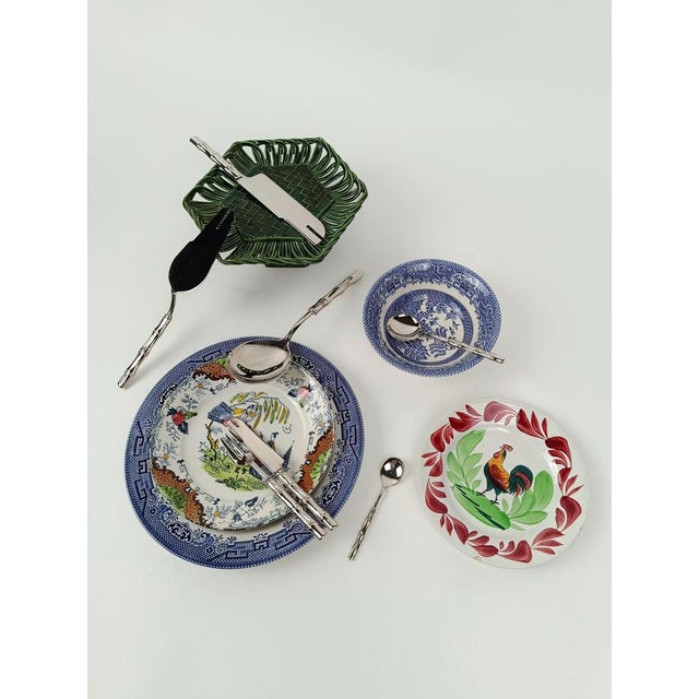 Vintage Dessert Cutlery in Silver-Plated Faux Bamboo, Italy, 1960s, Set of 51 For Sale - Image 4 of 18