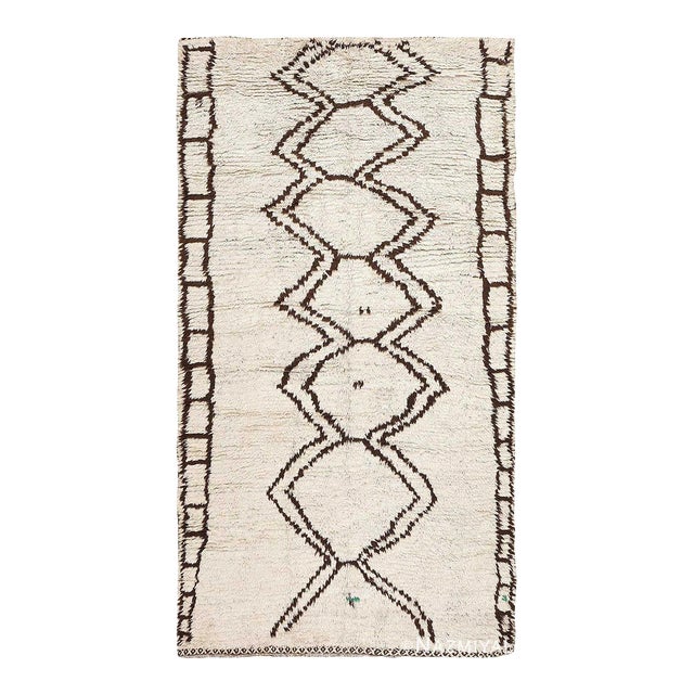 Nazmiyal Collection Wide Hallway Vintage Moroccan Beni Ourain Rug For Sale