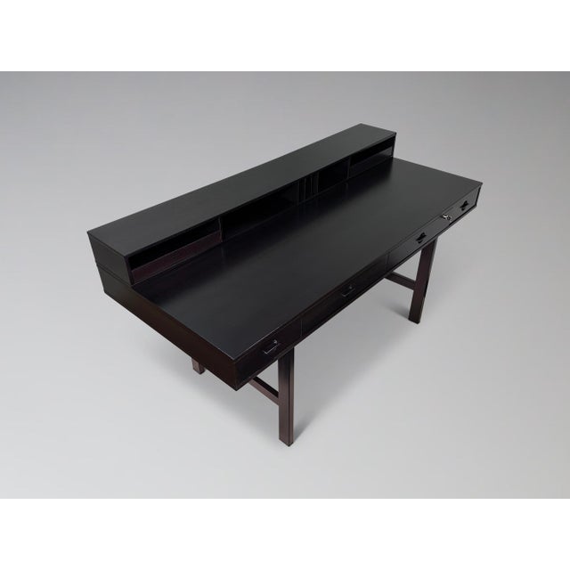 Refinished Ebonized Teak Flip Top Executive Desk Attr. Jens Quistgaard for Peter Løvig Nielsen For Sale - Image 13 of 17
