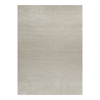 2010s Rug & Kilim’s Plain Modern Rug in Solid Silver-Gray Tone-on-Tone - 10x14 For Sale