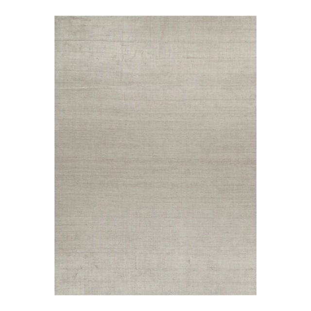 2010s Rug & Kilim’s Plain Modern Rug in Solid Silver-Gray Tone-on-Tone - 10x14 For Sale