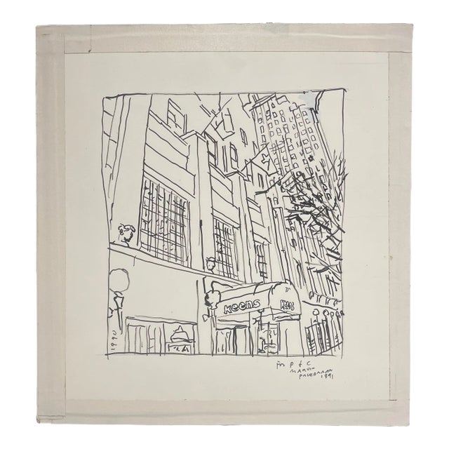 1990's, Pen & Ink Drawing, 'Keen's Steakhouse' (Nyc) by Marvin Friedman, 1991 For Sale
