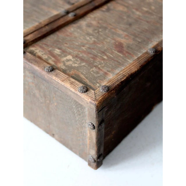 Vintage Split Double Door Wooden Box For Sale - Image 6 of 13
