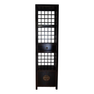 Late 20th Century Asian Barn Black Lacquer Chinese-Style Display Cabinet For Sale