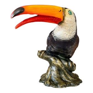 Vintage Coastal Regency Cast Resin Toucan Sculpture