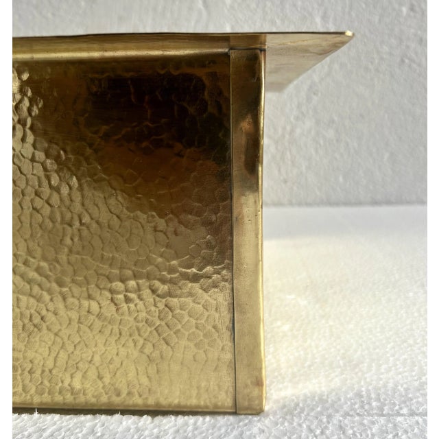 Farmhouse Country Square Brass Hammered Finish Drop-In Sink & Brass Drain For Sale - Image 6 of 10