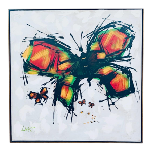 Vintage Abstract Mid Century Modern Lee Reynolds Insp Oil Butterfly Painting Framed