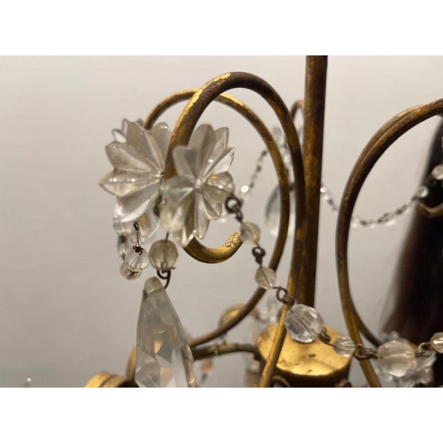 Florentine Gold Gilded Murano Glass Chandelier, 1960s For Sale - Image 4 of 14