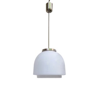 Bauhaus Ceiling Lamp in Opalinglas & Nickel-Plated from WMF Ikora, 1920s For Sale