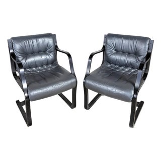 Vintage Lounge Chairs with Black Stained Frames from Esko Pajamies, Set of 2 For Sale