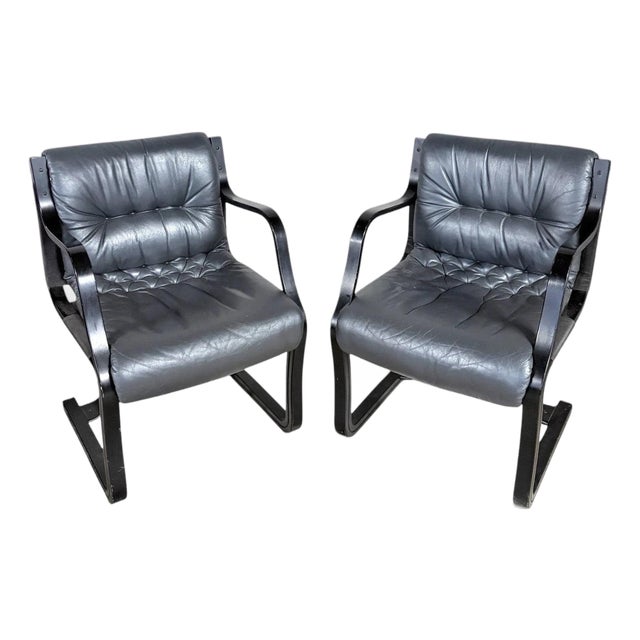 Vintage Lounge Chairs with Black Stained Frames from Esko Pajamies, Set of 2 For Sale