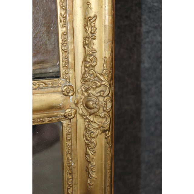 Fine Gilded Painted Trumeau Mirror With Two Boys a Dog and Their Sandwich For Sale - Image 9 of 11