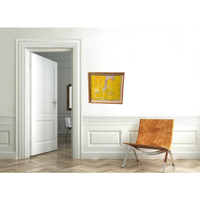 Mid-century mixed media painting, which is actually painted on a printed Los Angeles Street Index piece of paper with...