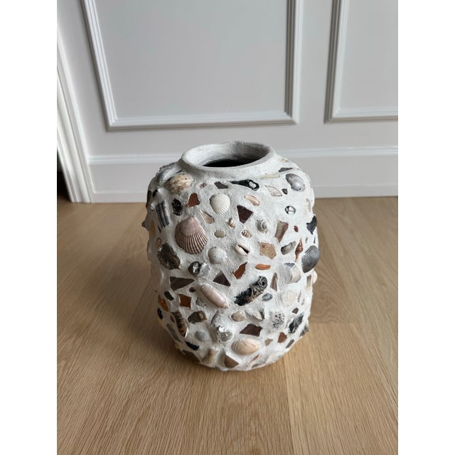 Sculpture Materials Rare Large 12" "Sea Ephemera" Shell Mosaic Vessel/Memory Jar by Memor (Maxine Midtbo) For Sale - Image 7 of 10