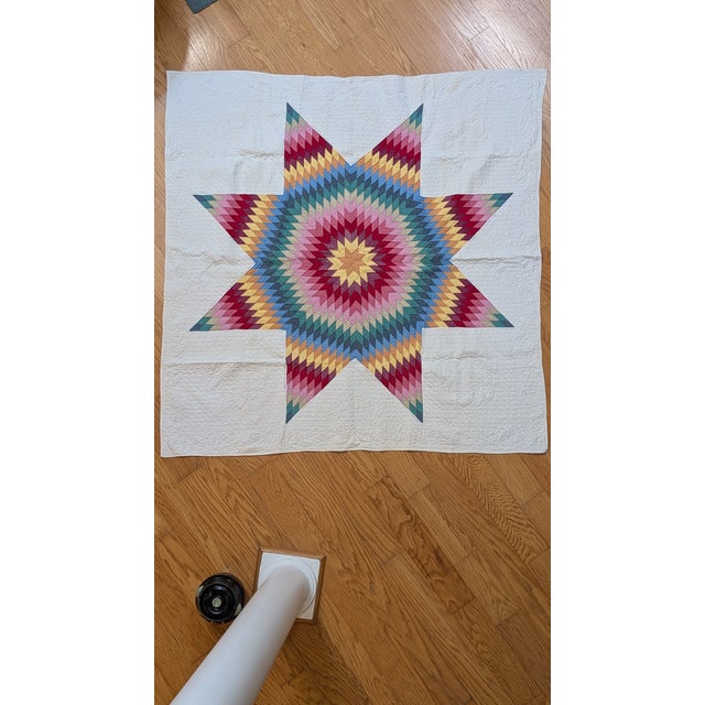 Arts & Crafts Hand Made Vintage Texas Star Quilt For Sale - Image 3 of 4