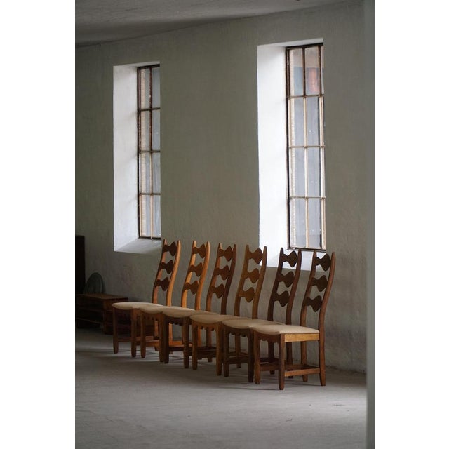 Highback Dining Chairs in Oak by Henning Kjærnulf, 1960s, Set of 6 For Sale - Image 17 of 18