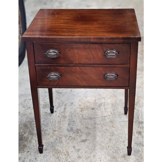 Wood 1940s Handley Johnson Handley Federal Mahogany Two-Drawer Side Table For Sale - Image 7 of 12