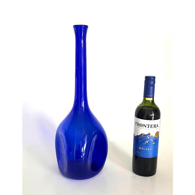 1960s Vintage Swedish Hand Blown Cobalt Glass Vase by Arthur Carlsson Percy For Sale - Image 5 of 11