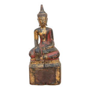 Gilt & Rouge Antique Devotional Seated Buddha