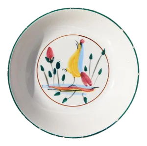 Late 19th Century Antique French Provincial Faience Plate Depicting a Bird, Marked