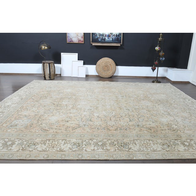 1970s Vintage Persian Handknotted Wool Orange Oversize Area Rug For Sale - Image 11 of 11