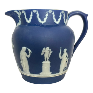 Antique Wedgewood Jasper Ware Pitcher Blue and White