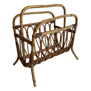 1950s Rattan magazine rack For Sale