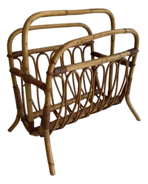 1950s Rattan magazine rack