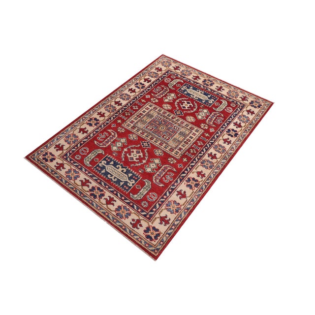 Southwestern Kazak Red/Beige Wool Rug - 3'1''x5'0'' For Sale - Image 9 of 10