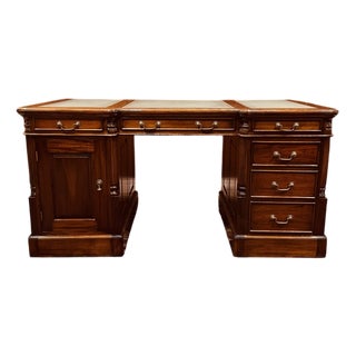 English Desk with Geen Inlay For Sale