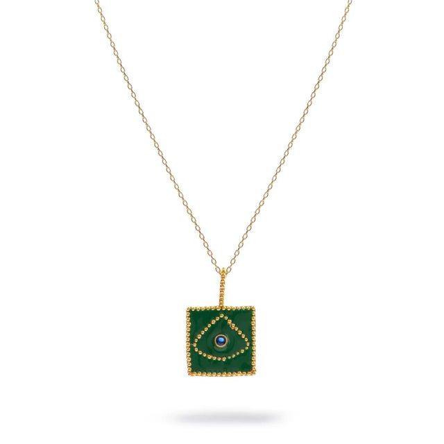 Modern Mystic Verde Evil Eye Gold Necklace For Sale - Image 3 of 8