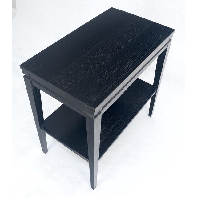 Cerused Oak Two Tier Rectangle Side End Table Brown Saltman Attributed MINT For Sale - Image 6 of 10