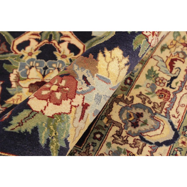 Art Nouveau 1990's Medallion Pak-Persian Blue/Beige Wool Rug - 4'1'' X 6'1'' For Sale In New York - Image 6 of 9