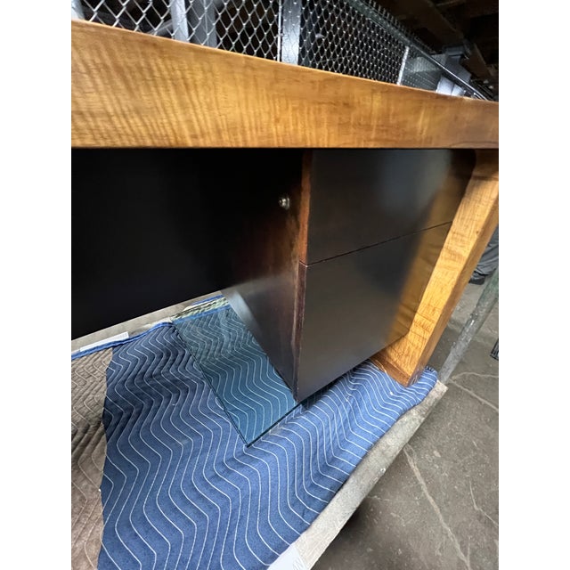 1970s Vladimir Kagan Curved Executive Desk With Exotic Wood Top and Waterfall Sides For Sale - Image 11 of 18
