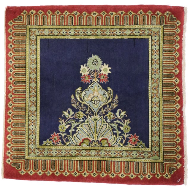 Mid 20th Century Vintage Persian Kerman Accent Rug, 02'02 X 02'02 For Sale - Image 9 of 9