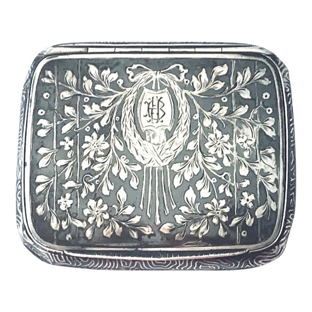 19th Century Russian Niello Silver Tobacco Case For Sale