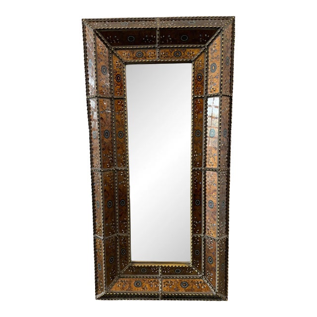 Late 20th Century Large Persian Style Painted Glass Verre Églomisé Mirror For Sale