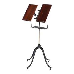 Antique Ebonized Iron & Mahogany Dictionary Stand C1920